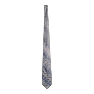 Via Europa accessory men's tie grey blue circles concentric fine neckwear silk